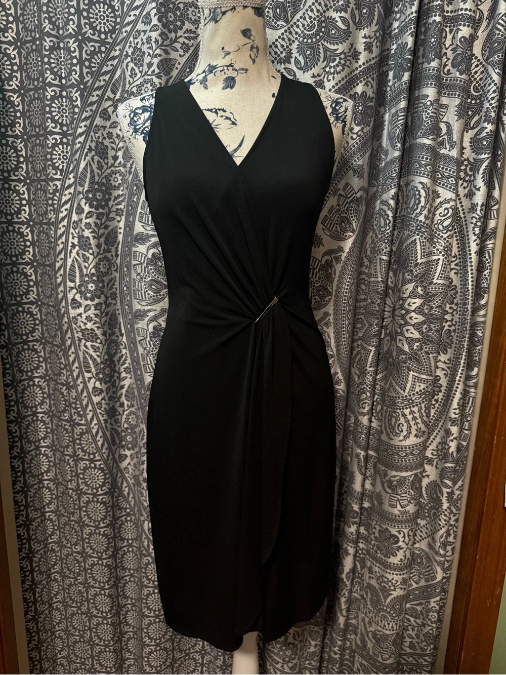 Michael Kors Black Twist-Front Midi Dress